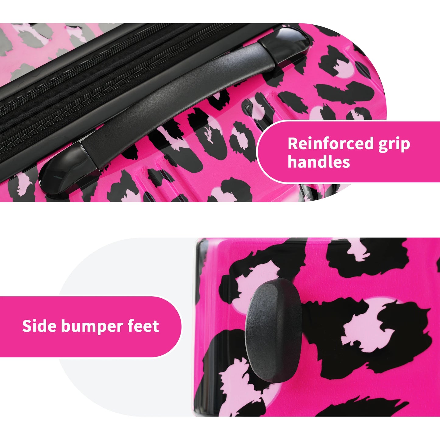 Hardshell Luggage Sets 3 pcs Spinner Suitcase with TSA Lock Leopard Lightweight -20"+24"+28" Luggages