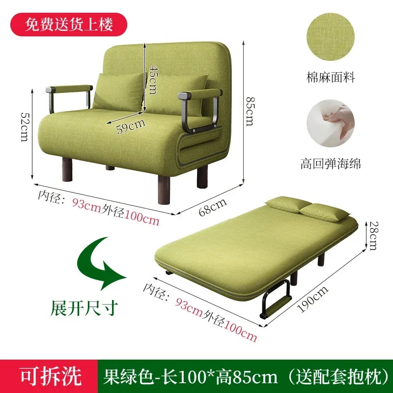 Home Furniture Modern Simple Foldable Sofa Bed New Multi-functional Internet Celebrity Living Room Double Push Retractable Sofa