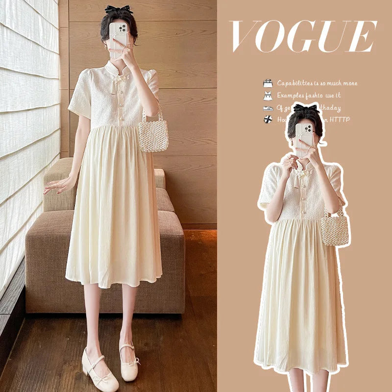 Pregnant Women's Clothing 2025 Summer Fashion New Style Loose and Slimming Dress