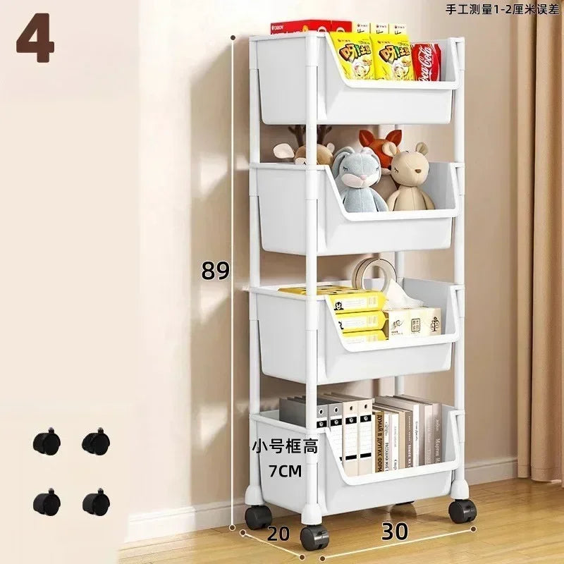 Trolley Bookshelf Kitchen Storage Rack Kitchen Corner Narrow Slit Storage Cabinet Bathroom Living Room Home Organizer