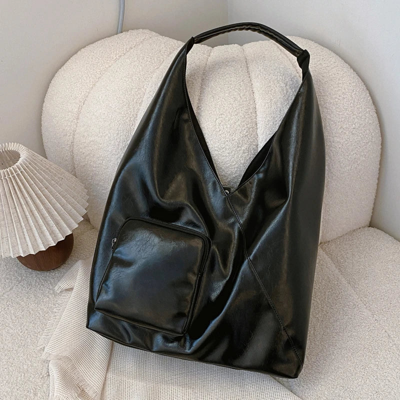 Womens Tote Bag Fashion Shoulder Bags PU Leather with Zipper Pockets Large Hobo Shoulder Bag Shopper Travel Bag Slouchy Hobo Bag