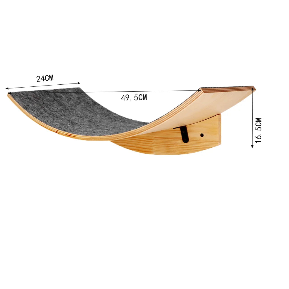 Wall Mounted Cat Climbing Shelves Wooden Cat Tree and Perches Scratcher Sisal Ladder Indoor Cats Hammock and House Pet Furniture