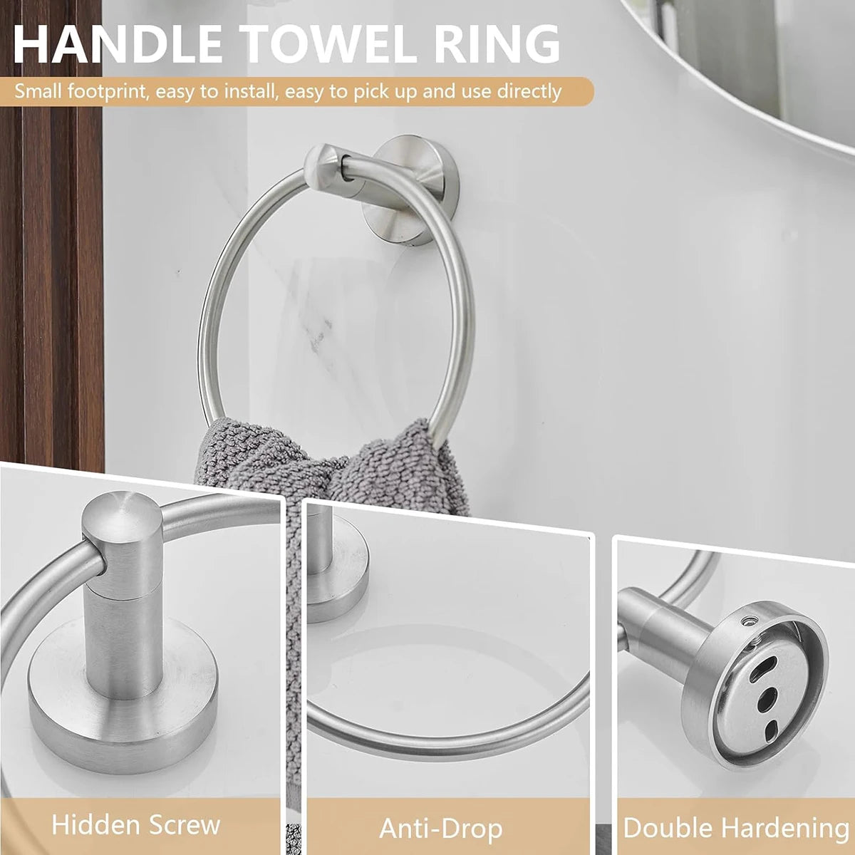 Bathroom Hardware Set Accessories Stainless Steel Towel Rack Towel Ring Toilet Paper Holder Hook Bathroom Organizer Set