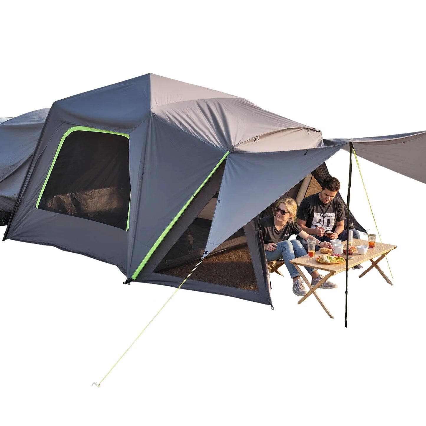 VEVOR SUV Tent for Camping Waterproof PU2000mm Spacious Double Layer Design SUV Camping Tent with Shade Awning and Mesh Windows