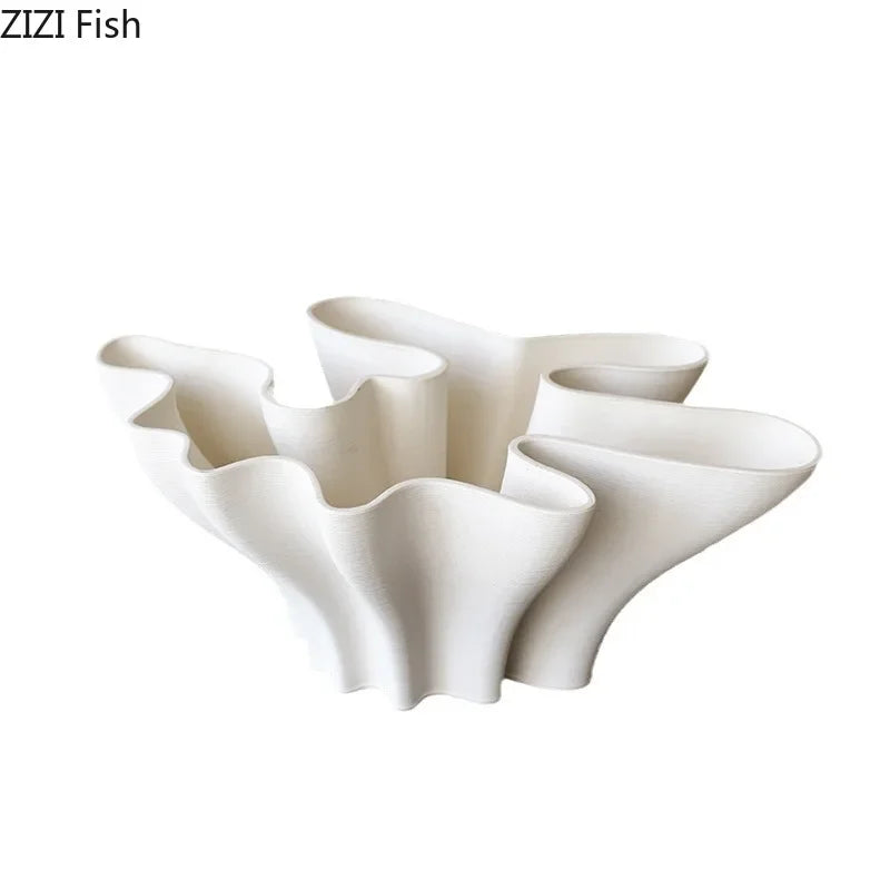 Floral Shaped Ceramic Vase Hydroponics Flower Pots Desk Decoration Flower Arrangement Modern Crafts Vases Room Aesthetic Decor