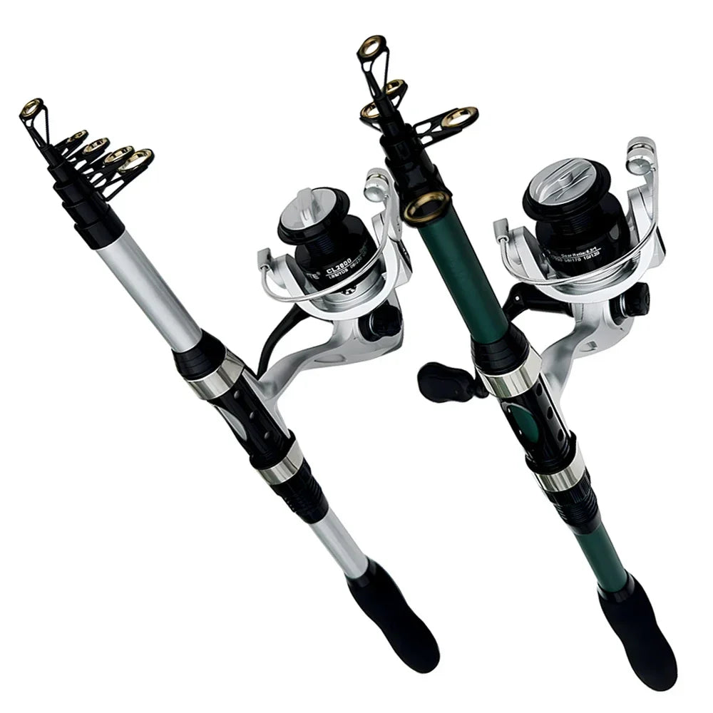 Sea Fishing Rod Reel Kit 1.8M Telescopic Carbon Pole 2000 Series Spinning Reel Max Drag 8KG With Bag Travel Full Kits Bait 5-20g
