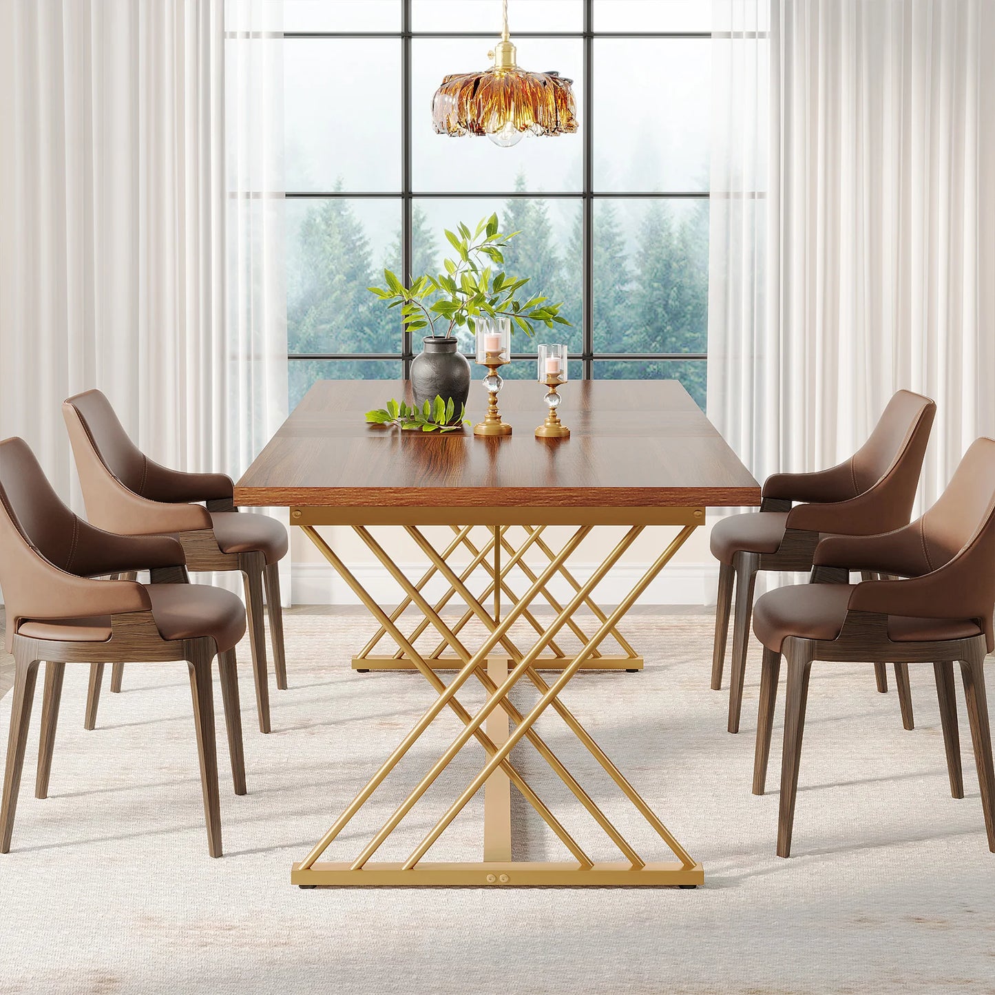 Tribesigns 63-Inch Dining Table for 4-6 People, Industrial Kitchen Table Dining Room Table for Living Room, Kitchen