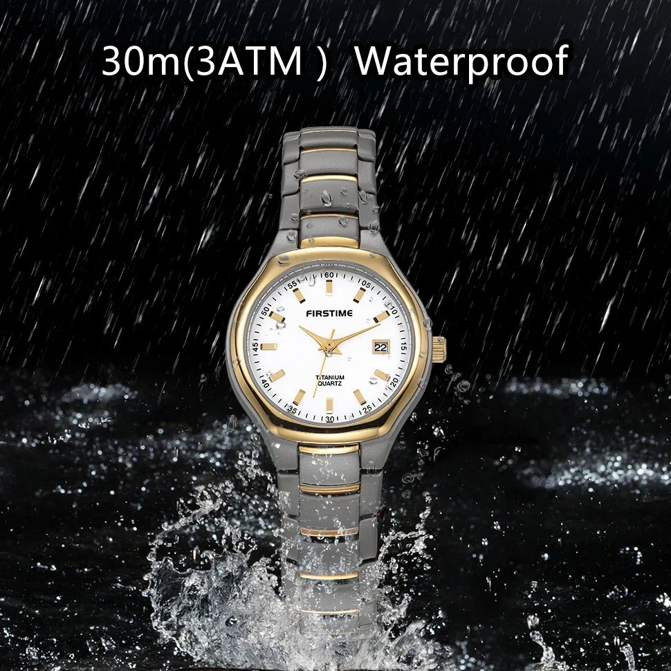 BERNY Women's Watches Titanium Calendar Casual Simple Ladies Quartz Wristwatch Ultra Light Fashion Golden Tone Small Watch