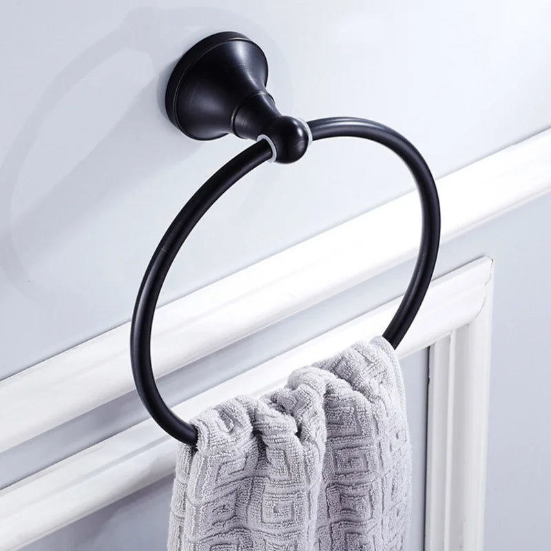 Black Brass Bathroom Accessories Hardware Set Towel Bar Rail Rack Toilet Paper Holder Toilet Brush Shower Soap Dish Holder