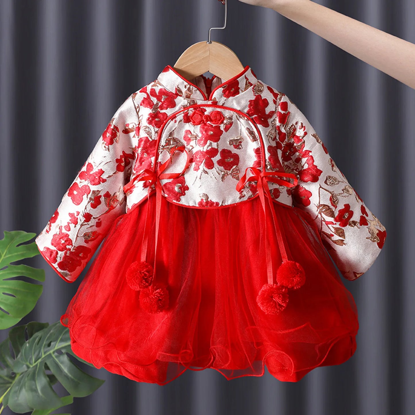 Girls' Fleece-lined Ancient Chinese Clothing Dress Children's New Year Clothes Autumn Winter Hanfu Dress Baby Girl 6M-6Y Vestido