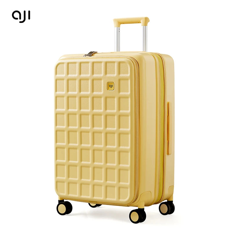 Aji Luggage Travel Suitcase Women 40MM Expandable Large Capacity Suitcases On Wheelstsa Lock Trolley Case Plaid Pattern Design