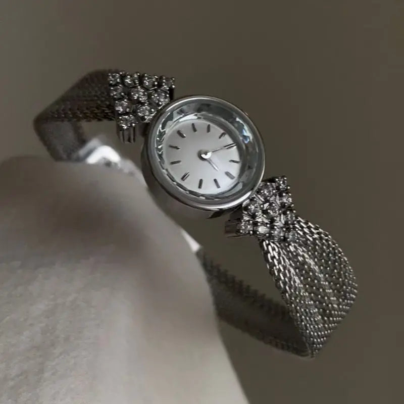 Vintage New gold pearl  women's watches bracelet Retro  Diamond luxury party accessories steel Japanese Movement