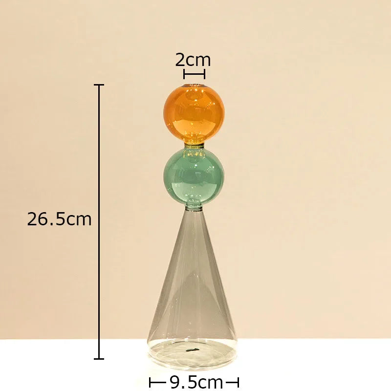 Multicolour Transparent Glass Vase Hydroponics Flower Pot Desk Decoration Flower Arrangement Floral Vases Room Aesthetic Decor