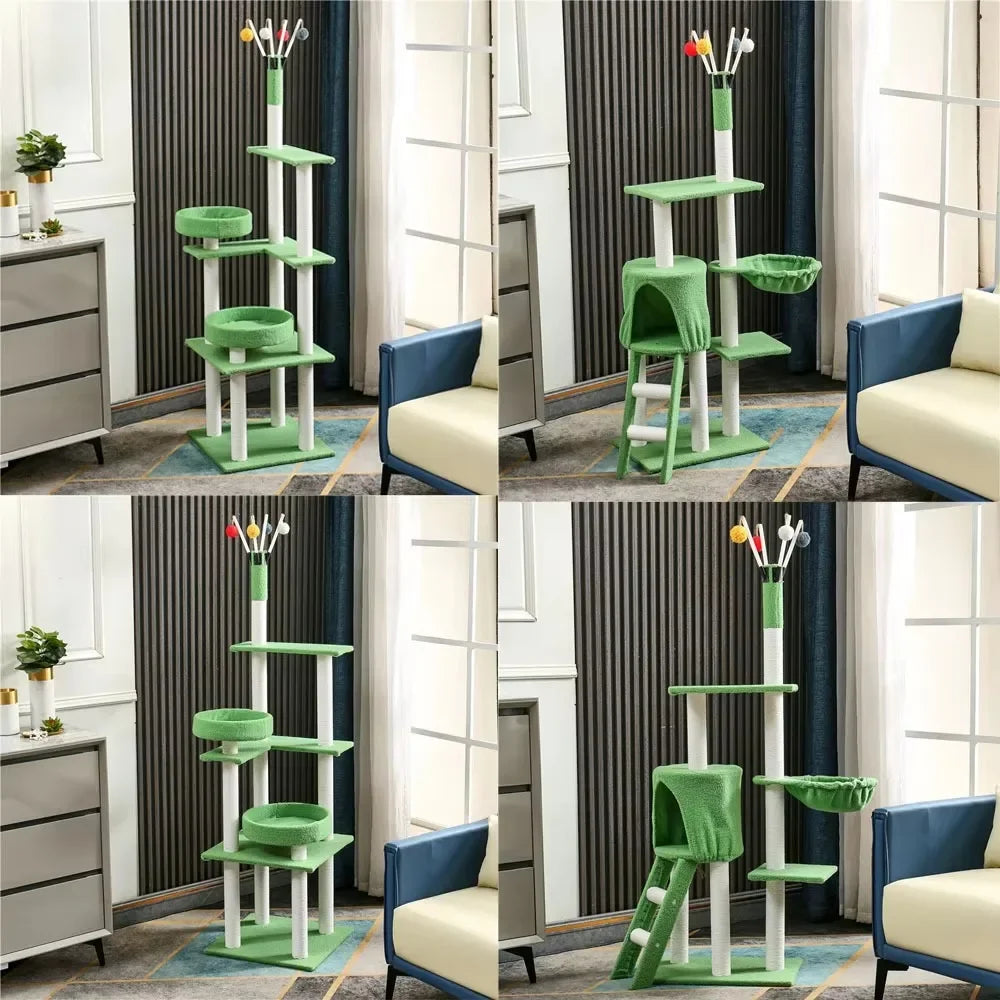 Multi Level Cat Condo Indoor Cat Furniture Luxury Plush Cat Tree Climbing Frame With Scratching Posts Board For Living Room