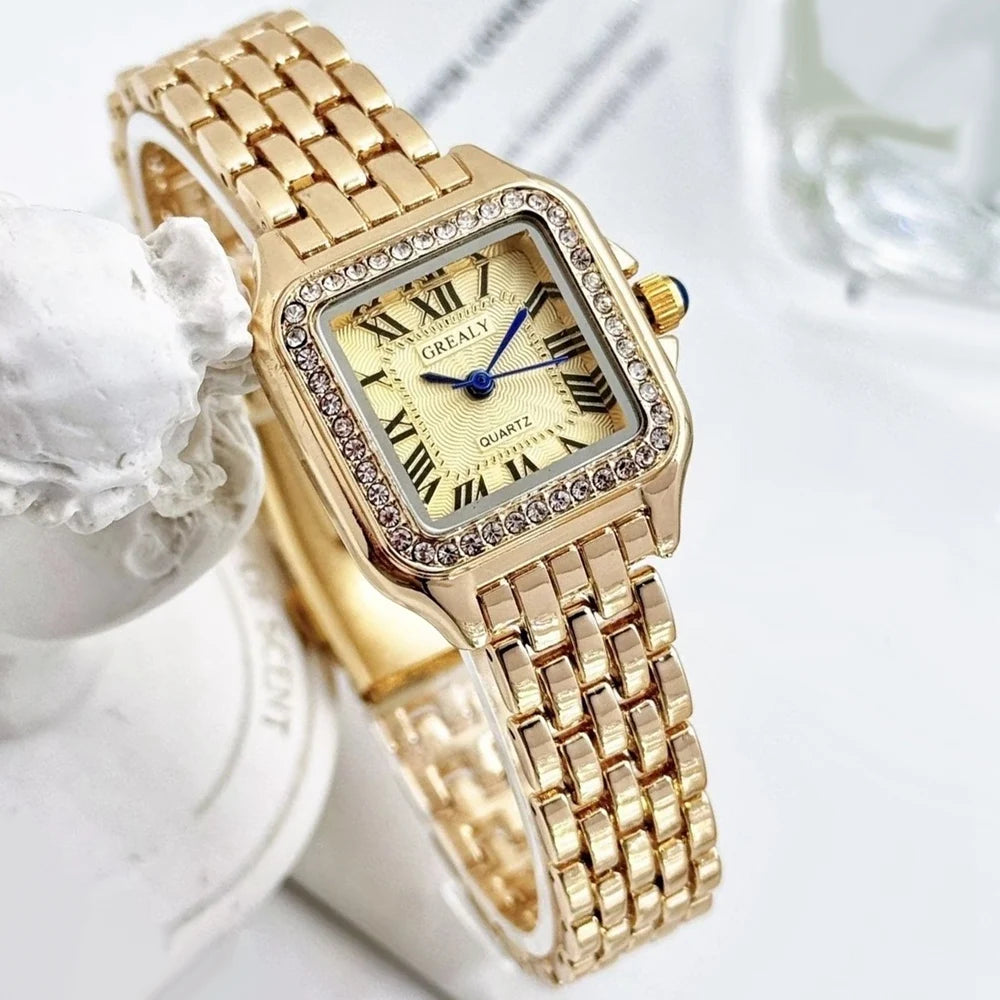 New Fashion Square Watch Luxury Women Watches Rhinestone Ladies Clock Casual Watches Women Quartz Wristwatch Relogio Feminino