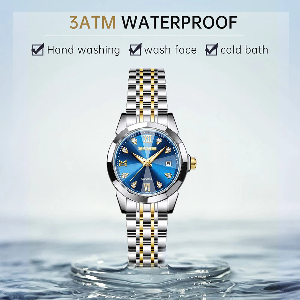 Luxury Full Steel Watches For Women Elegance Date Quartz Wristwatch For Female Lady Waterproof Girl Watch Relogio Feminino
