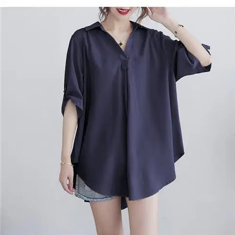 Women's Clothing White Shirt Summer Chiffon Loose Fit A-Line Waist Slimming Elegant Casual Office Ready New Yellow
