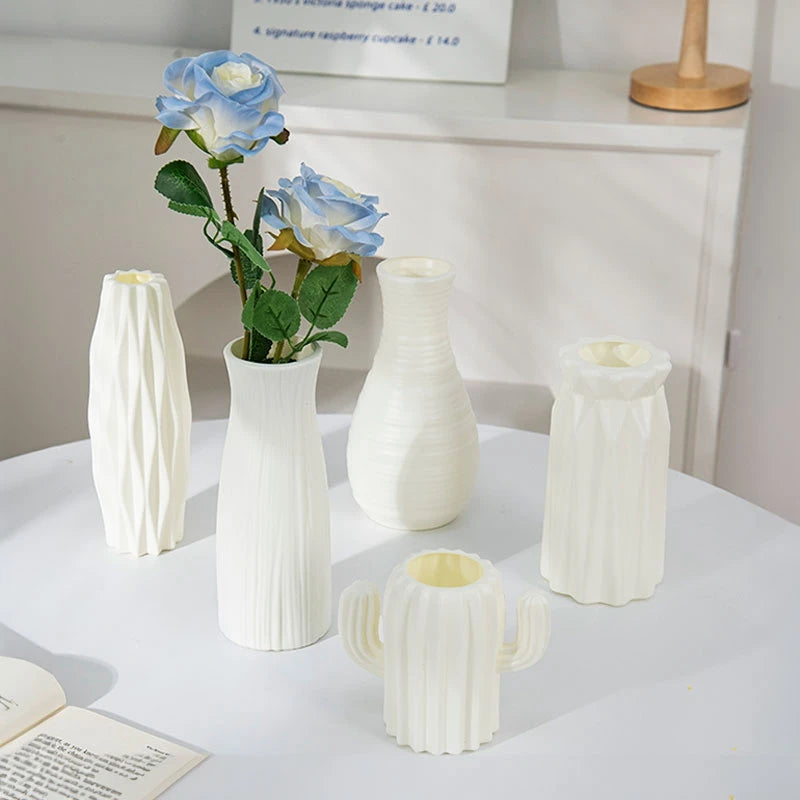 Nordic Irregular Dried Flower Vase Plastic Vases Decorative  Bottle Room Desktop Vases Flower Arrangement Container Ornament