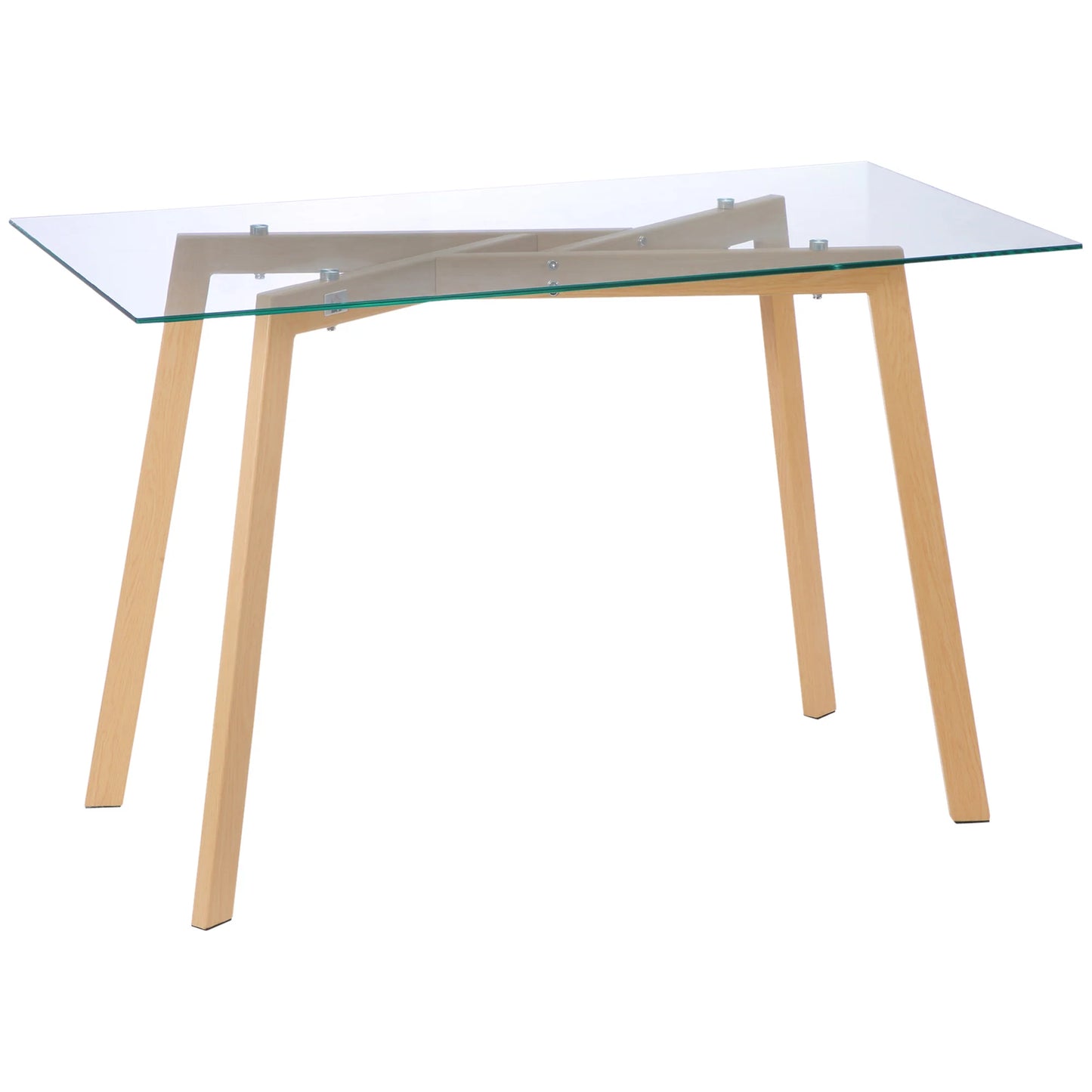 Homcom Modern Dining Table with Tempered Glass Top 120X60X76 cm