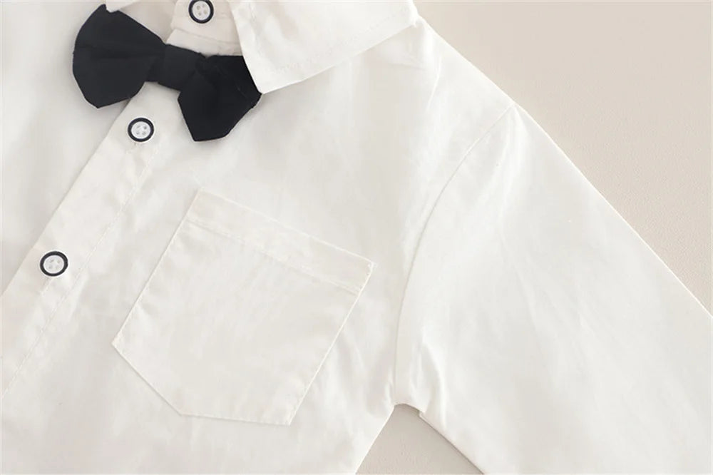 Boys Clothing Sets Autumn Gentleman Long Sleeve Shirts+ Pants 2Pcs Kids Clothes Set Newborn Boy Formal Clothing Outfit Party