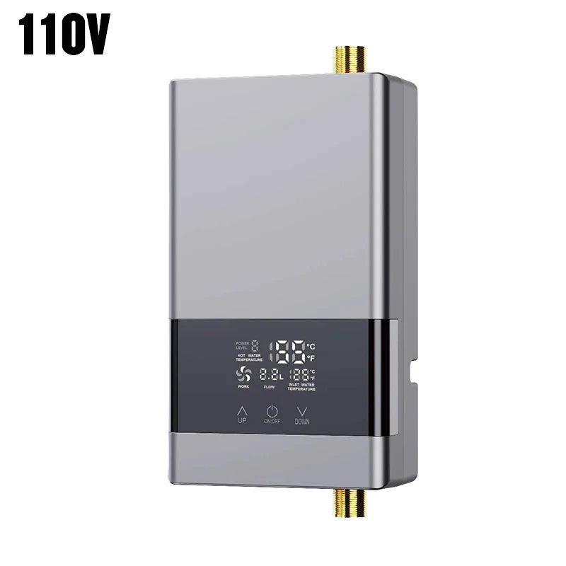110V/220V Instant Water Heater Bathroom Kitchen Wall Mounted Electric Water Heater LCD Temperature Display with Remote Control