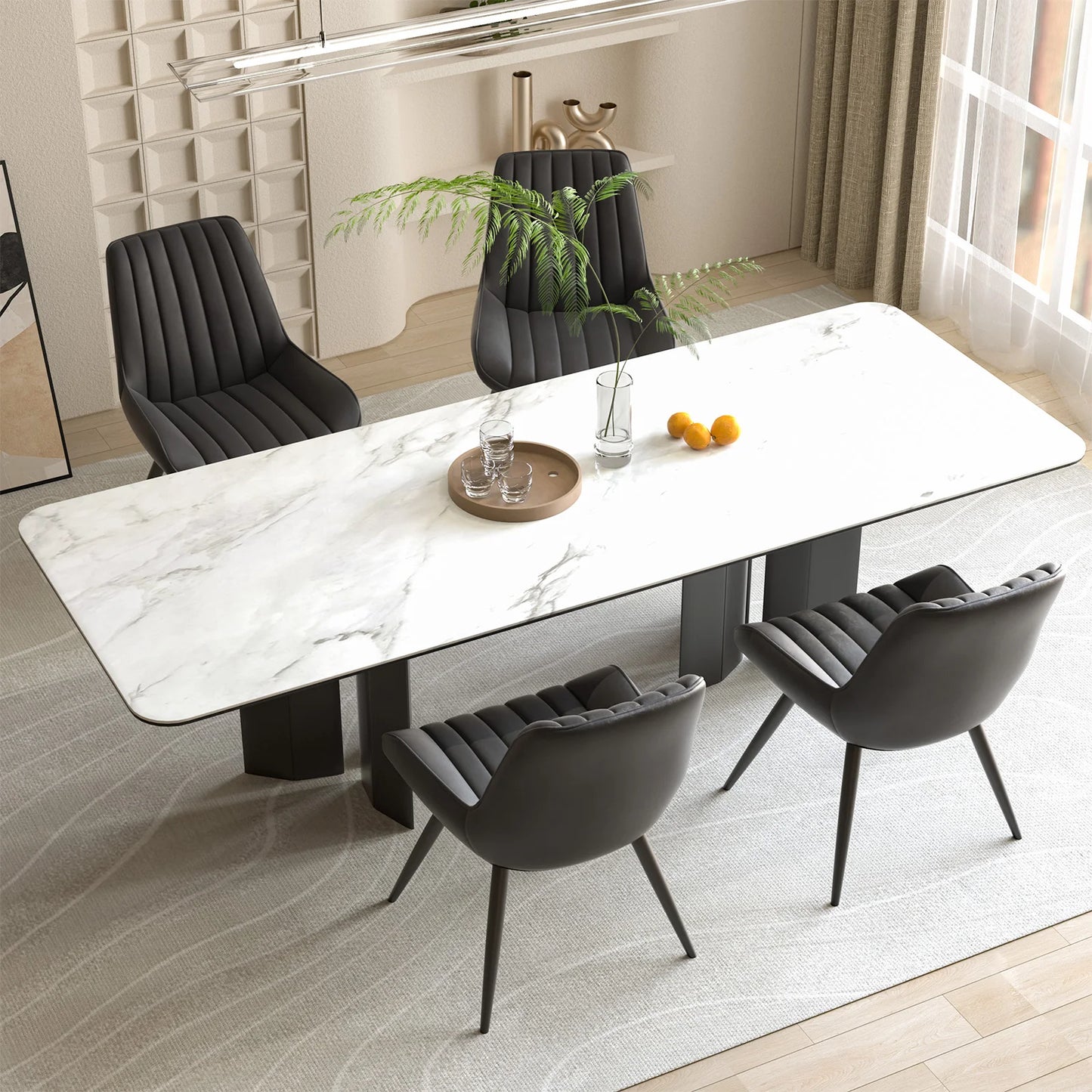 2 Pcs Office Chair Set Simple Dining Chair Without Armrests Loose Bar Chair Backrest Dining Room Bedroom Hotel Soft Bag Chair Solid Color Furniture