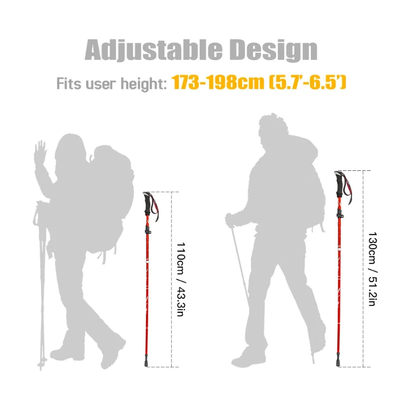 Lightweight Collapsible Trekking Pole Five-fold Walking Stick for Hiking Camping Backpacking Aluminum Alloy Trekking Pole