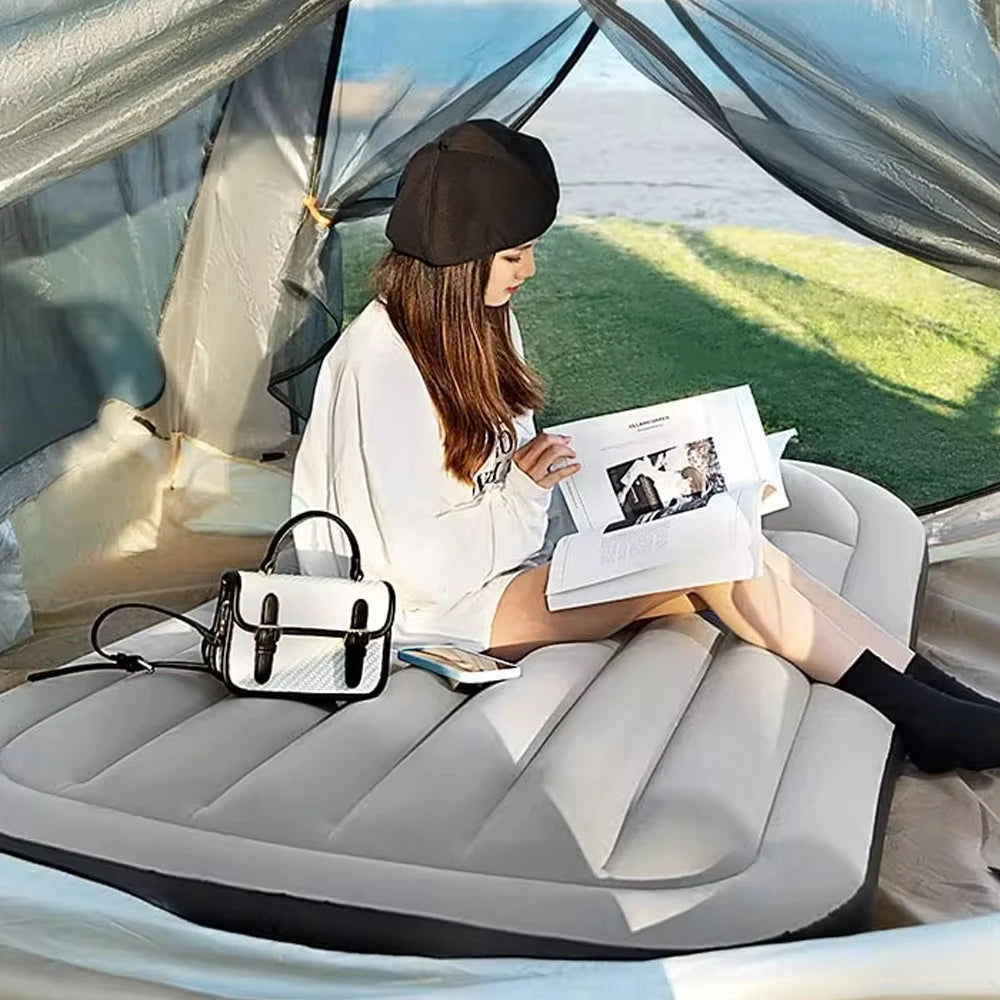 Air Mattress with Built in Pump Single Air Bed with Blow up Mattress Suitable for Home and Guests Top Flocking Thicken Bed Mat