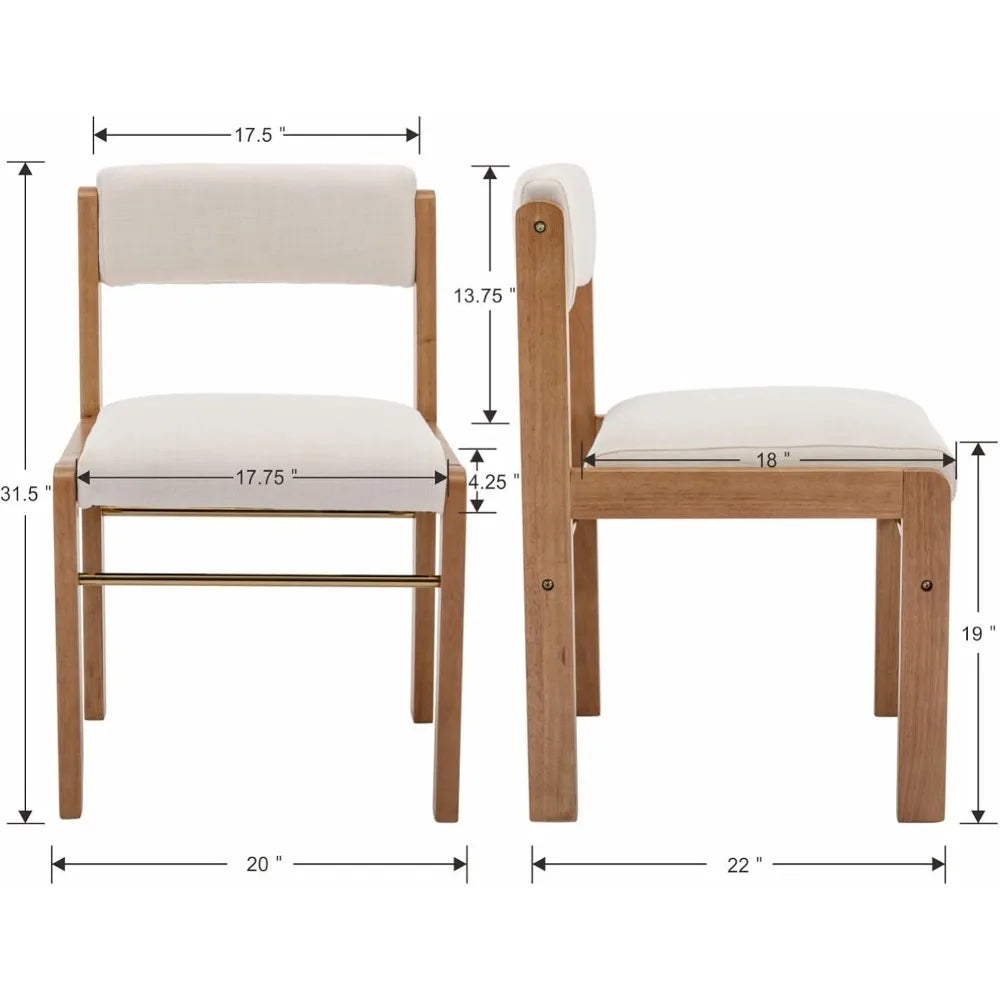 Mid Century Modern Dining Chairs Set of 4, Fabric Linen Kitchen Chairs Upholstered Farmhouse Dining Room Chairs Armless Side Ch