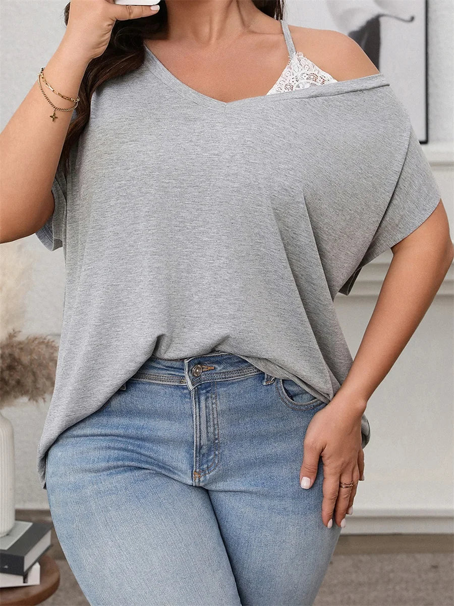 Women s Plus Size Floral Print Off Shoulder Ruffle Sleeve Blouse Casual Loose Fit Top for Spring Summer Beach Vacation
