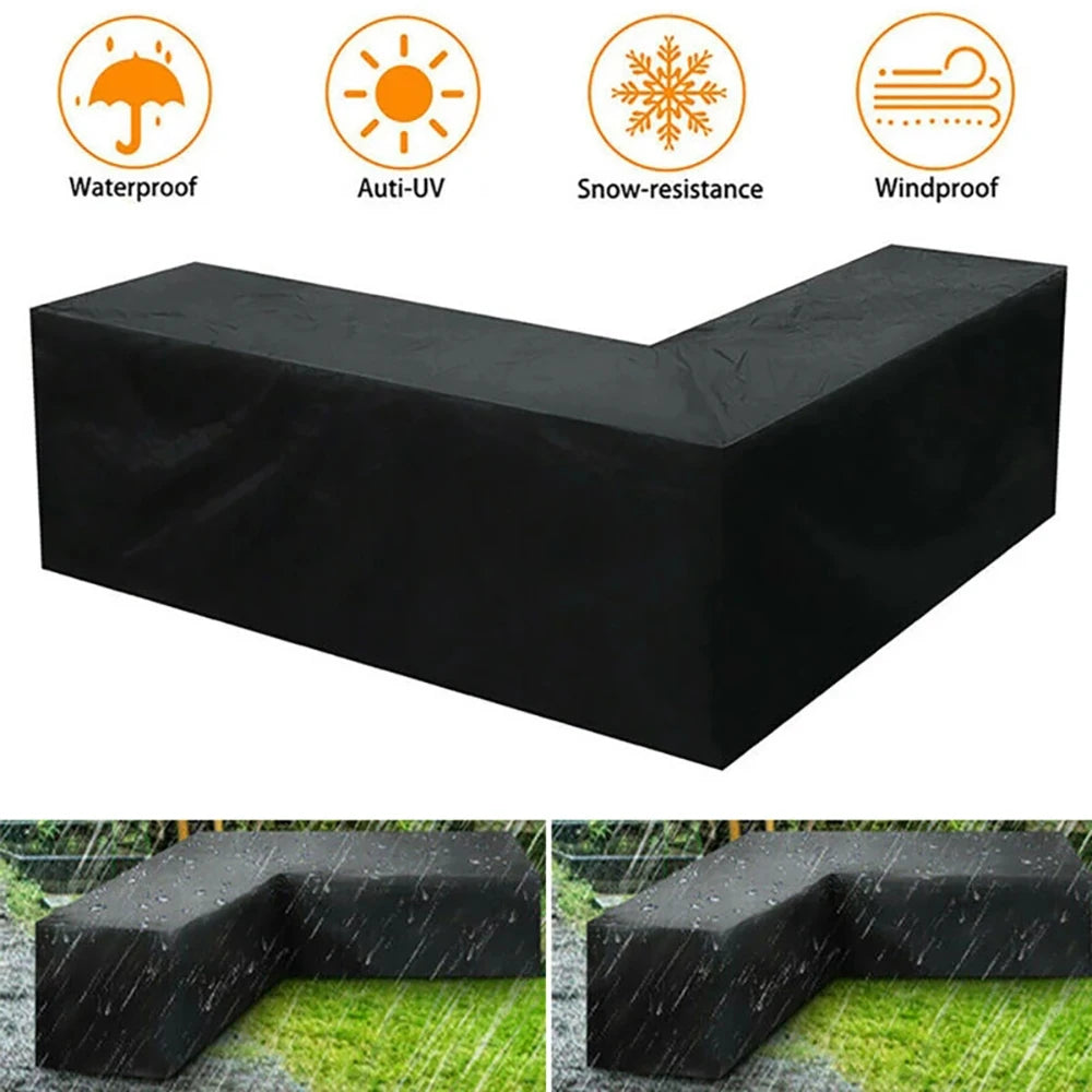 15 Size L Shape All-Purpose Covers Waterproof Rattan Corner Furniture Cover Garden Patio Outdoor Sofa Protector Anti-Dust