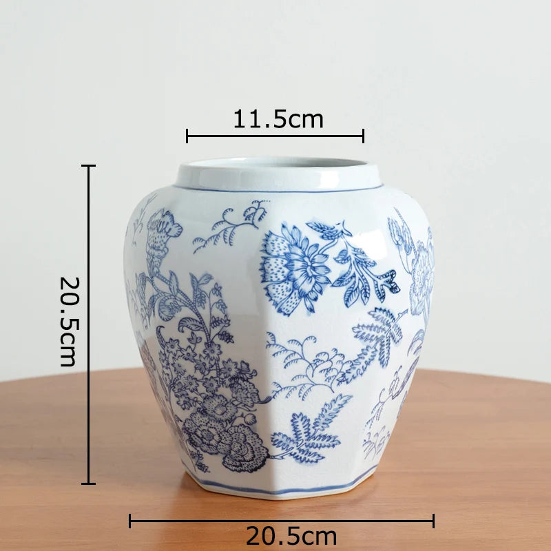 Blue and White Porcelain Vase Plant Pot Table Decoration Flowers Arrangement Multiple Styles Flower Vases Room Aesthetic Decor