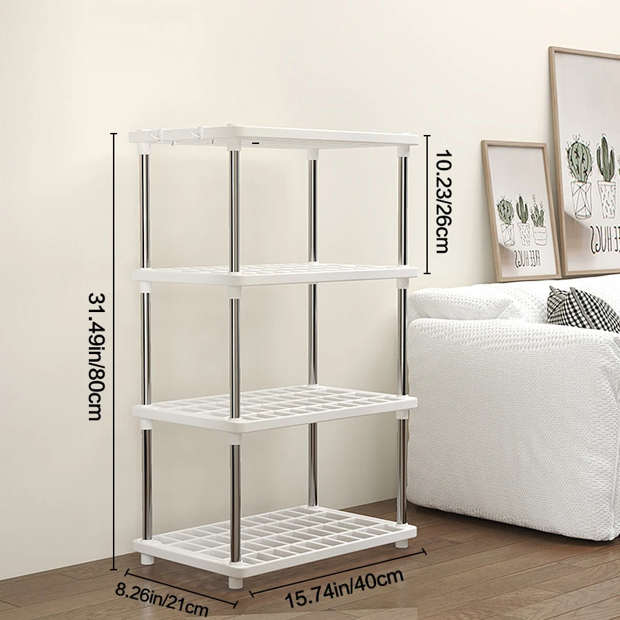 Four-Layer Multi-Functional Storage Rack Bathroom Living Room Organizing Rack Kitchen Bedroom Shelf Plastic Floor-Standing Storage Rack Bathroom Storage Storage Rack
