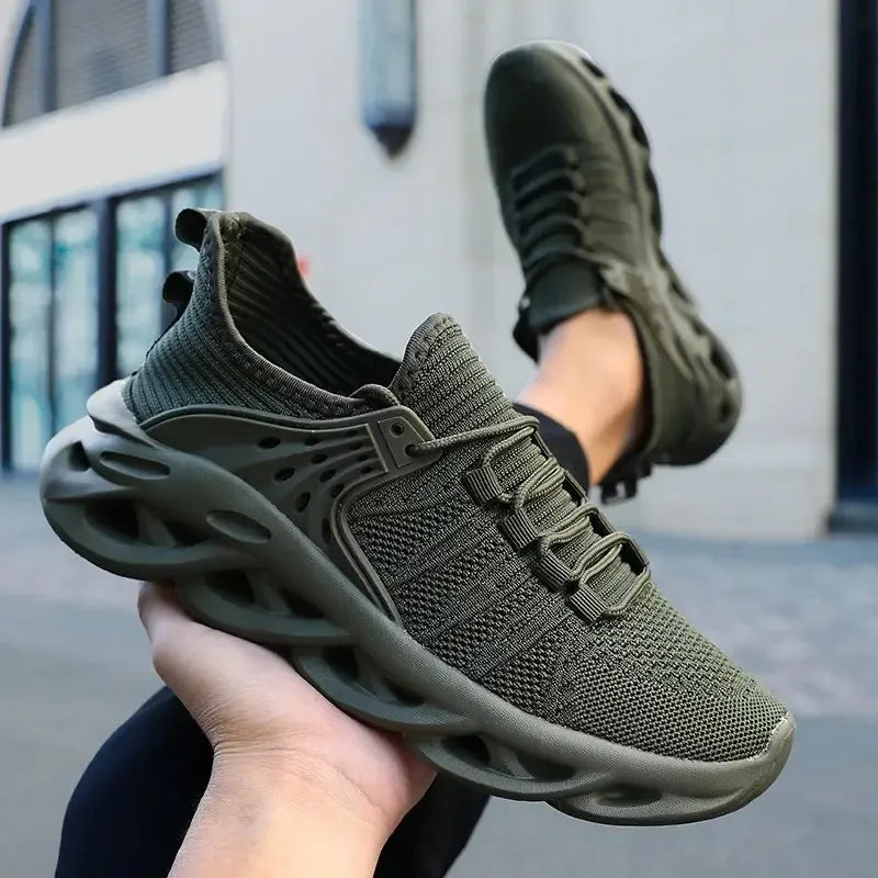 New Fashion Green Men's Running Shoes Big Size 48 Breathable Blade Shoes Trainers Men Lightweight Sports Shoes Zapatillas Hombre