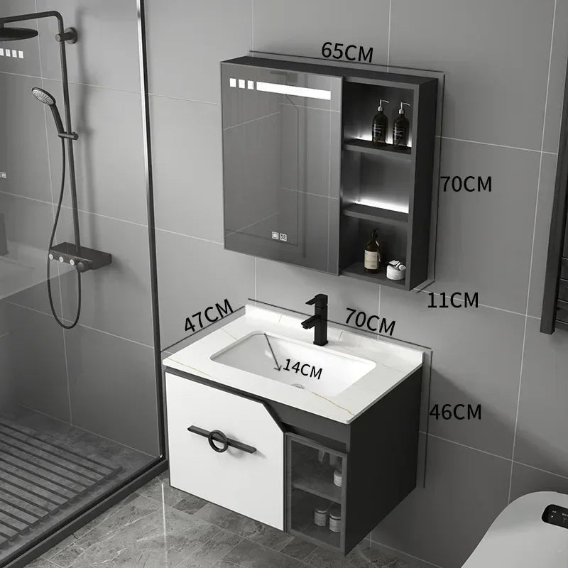 Bathroom Dressing Table and Sink Combination, Rock Plate Integrated Washbasin, Smart Mirror Cabinet, Toilet Furniture