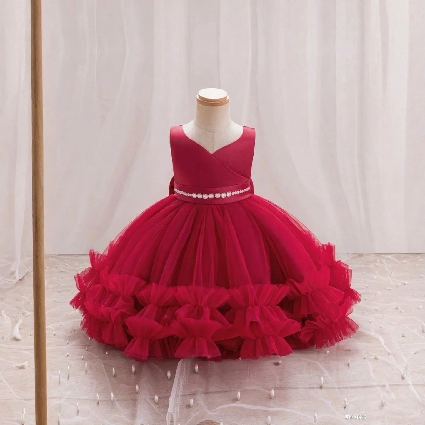 The New Girl Baby Clothes Birthday Party Baptize The Flower Girl Net Yarn 0-4 Years Old Princess Skirt Newborn Clot