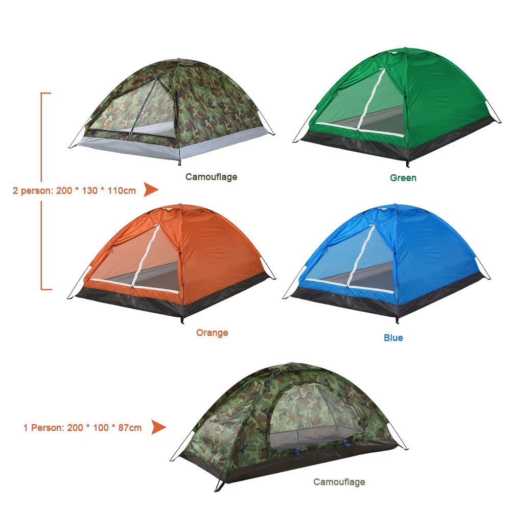 TOMSHOO Camping Tent for 2 Person Single Layer Outdoor Portable Camouflage Summer Tent for Outdoor Camping Traveling Tent