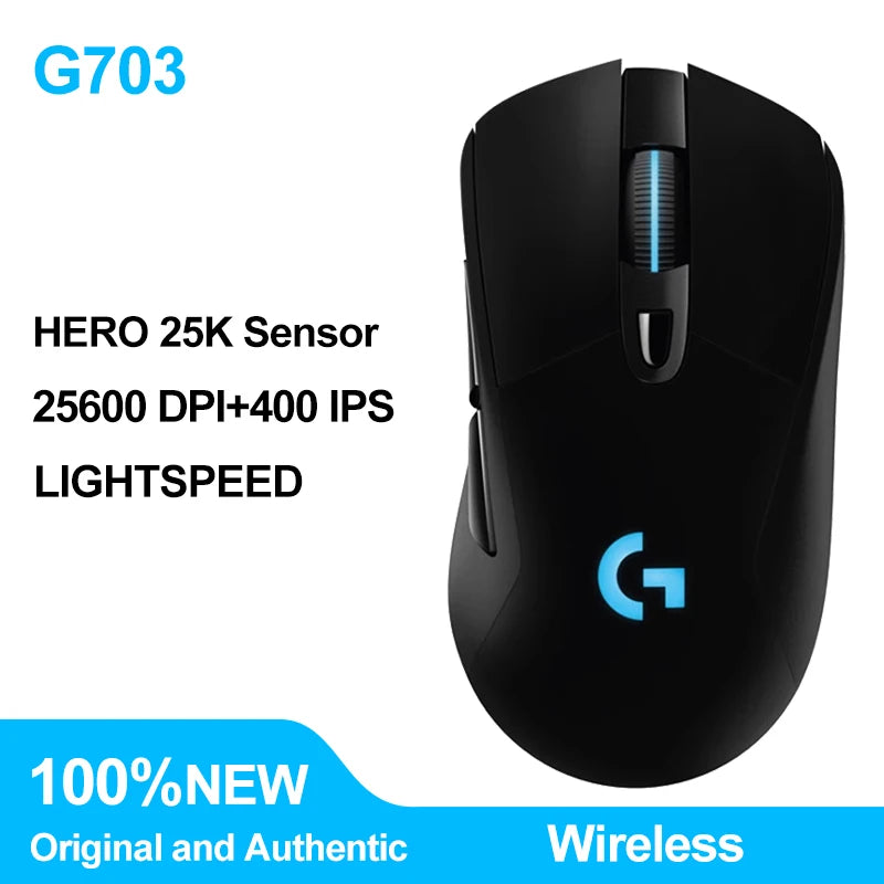 Logitech G703 LIGHTSPEED HERO Gaming Mouse 25600DPI Rechargeable Ergonomic 2.4G Wireless Bluetooth Mice RGB Backlight for gaming