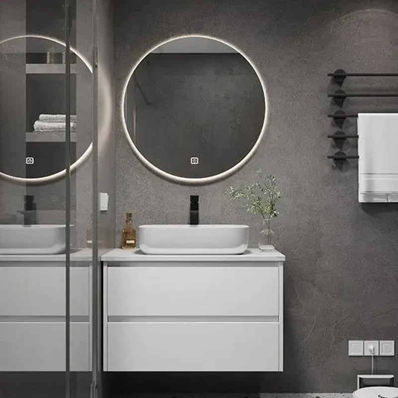 Bathroom Cabinets with Integrated Ceramic Basin Modern Bathroom Vanity Smart Mirror Cabinet Sink Washbasin Bathroom Furniture