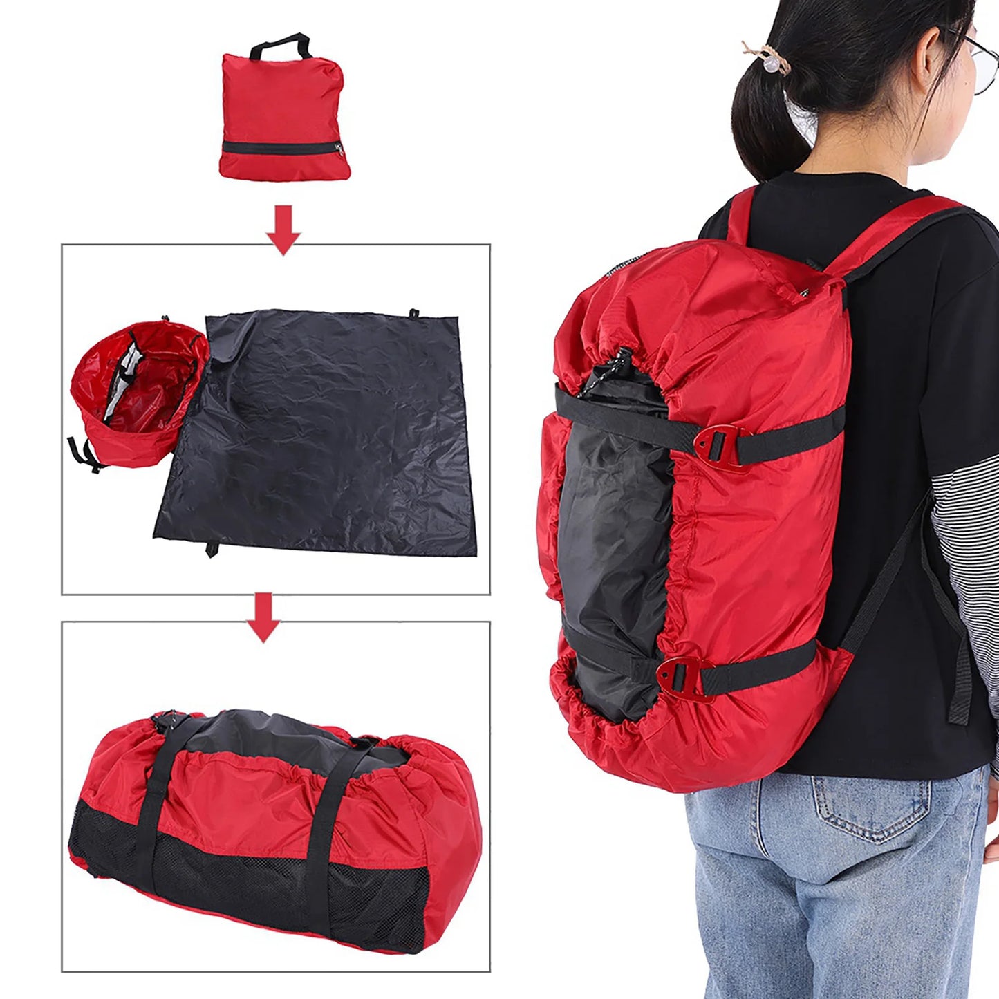 Camping Bag Climbing Bag Outdoor Bag Hiking Bag Rock Climbing Rope Kit Bag Folding Shoulder Strap for Outdoor Camping Hiking