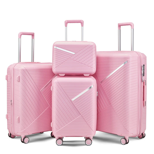 Luggage Sets 4 Piece(14/20/24/28), Expandable Lightweight Suitcase with 4 Double 360 Degrees Mute Spinner Wheels PP Materials