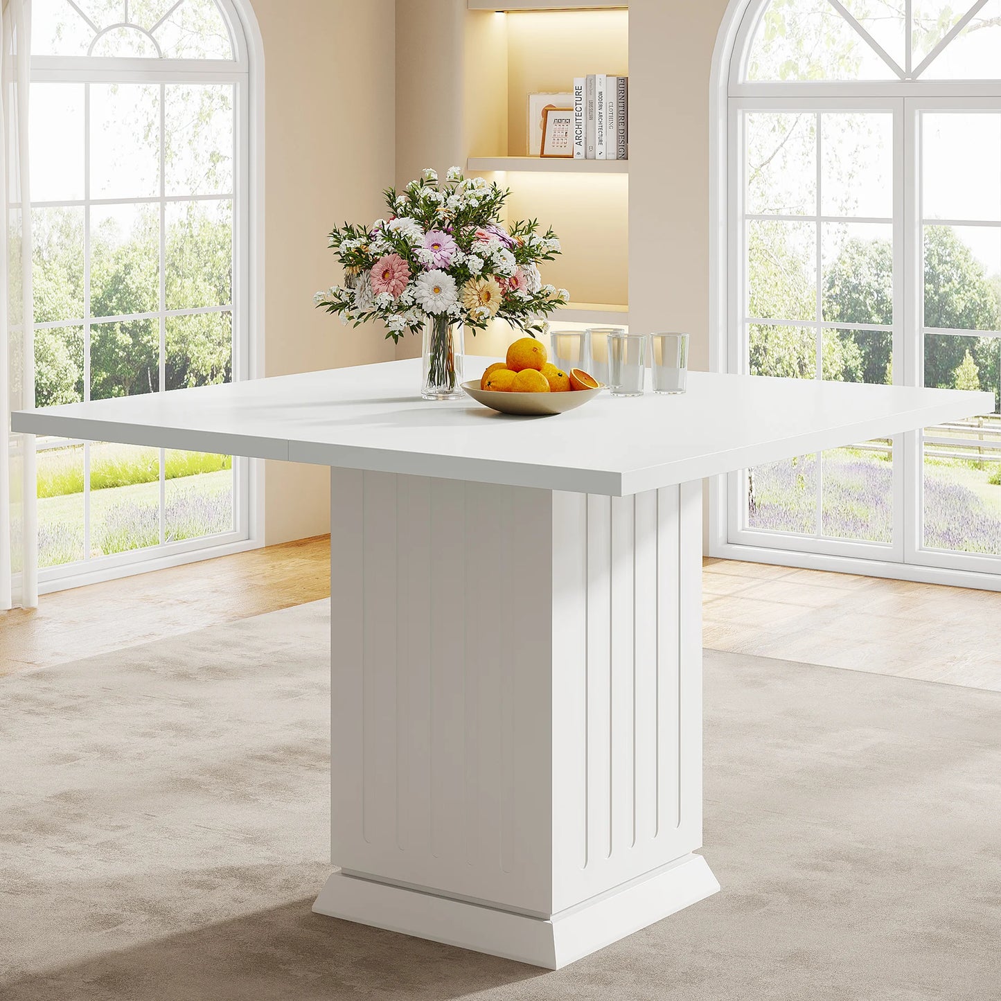 Tribesigns Square Dining Table with 2 Placemats, Modern Engineered Wood Small Dinner Kitchen Table for 4 People