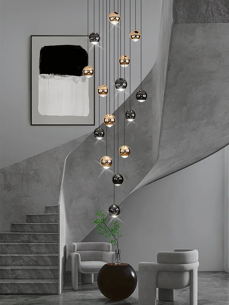 Living Room Modern LED Lighting Apartment Stairwell Hanging Lamps Villa Hall Staircase Pendent Lights Lobby Spherical Chandelier