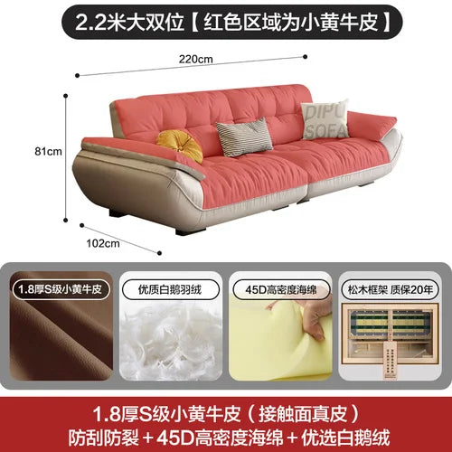 Sectional Living Room Sofa Genuine Leather Comfortable Lounge Sofa Luxury Minimalist Divano Soggiorno Di Lusso Room Decor