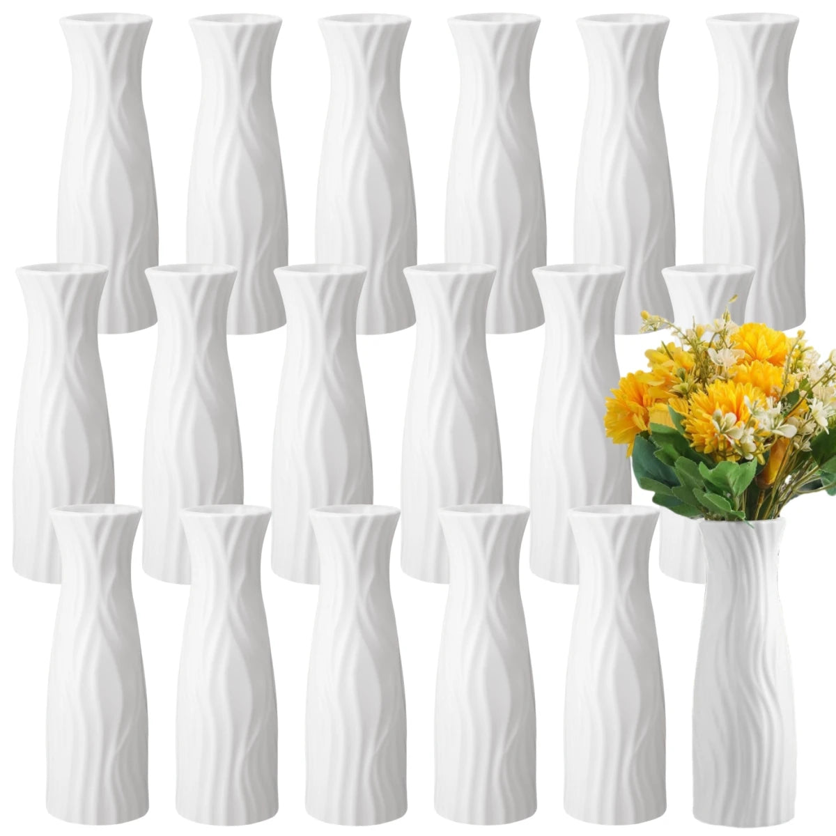 6-20Pack Plastic Flower Vases Bulk Small Nordic Floral Vases Unbreakable Bud Vase for Table Centerpiece Wedding Party Decor