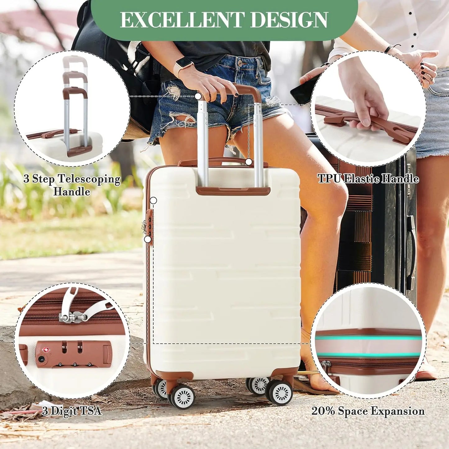 Travel Luggage Trolley Luggage 28 Inch Trolley Suitcase Carry-On Expandable Lightweight Suitcase ABS Hard Case with TSA Lock