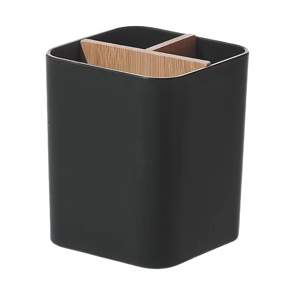 Bathroom Bamboo Toothbrush Stand, 3 Slot Toothbrush and Toothpaste Stand Bathroom Counter Organizer