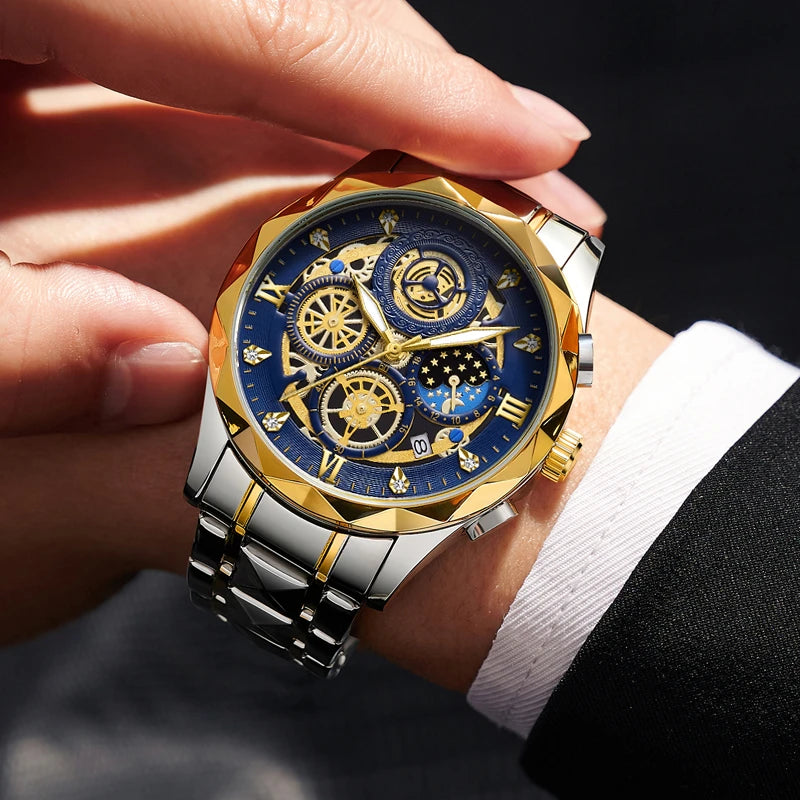 Fashion Man Wristwatch Waterproof Luminous Chronograph Watch for Men Stainless Steel Men's Quartz Watches reloj hombre 2024 New