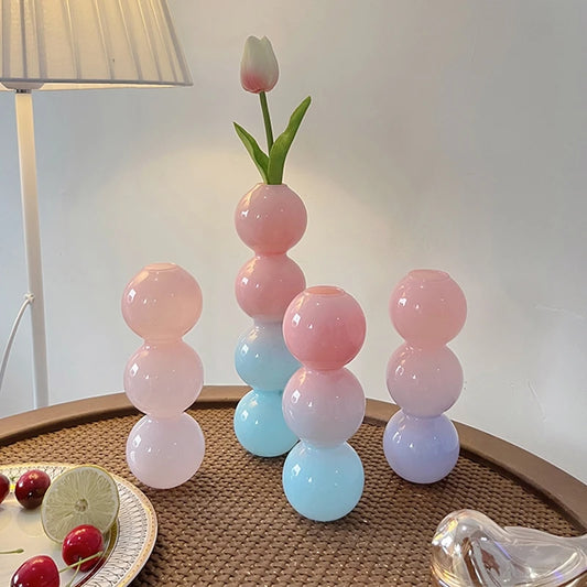 Nordic Glass Bubble Vases Hydroponic Flower Vase Creative Spherical Flower Vases Stained Bubble Glass Vase Home Office Decor