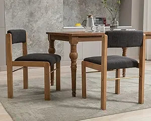 Mid Century Modern Dining Chairs Set of 4, Fabric Linen Kitchen Chairs Upholstered Farmhouse Dining Room Chairs Armless Side Ch